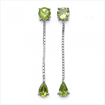 Ohrstecker Tropfenform Silber- Rhodiniert-m.Peridot-1,80 Karat