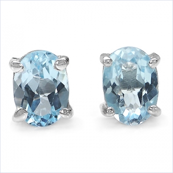 Ohrstecker Blue Topas  925 Sterling Silber - Rhodiniert in 2,00 Karat