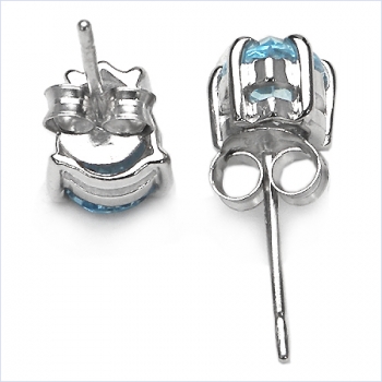 Ohrstecker Blue Topas 925 Sterling Silber- Rhodiniert-1,70 Karat