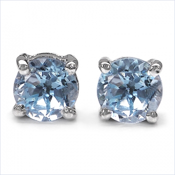 Ohrstecker Blue Topas 925 Sterling Silber- Rhodiniert