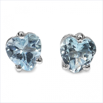 Ohrstecker Herz-Sterling Silber-Rhodin.-mit Blautopas
