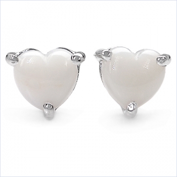 Ohrstecker Edelstein/Opal Herz-925-Silber-Rhodiniert 925 Silber-Rhodiniert 0,65 Karat