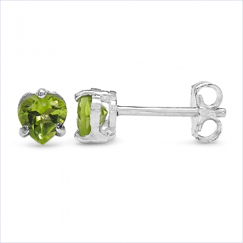 Ohrstecker Peridot-Herz Silber-Rhodiniert-0,90 Karat
