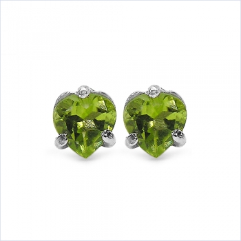 Ohrstecker Peridot-Herz Silber-Rhodiniert-0,90 Karat