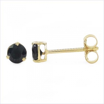 Ohrringe/Ohrstecker schwarzer Saphir in Gelbgold-10 Karat (416er)