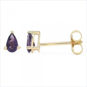 Ohrringe/Ohrstecker Amethyst-Tropfen-Gelbgold-10 Karat(416er)