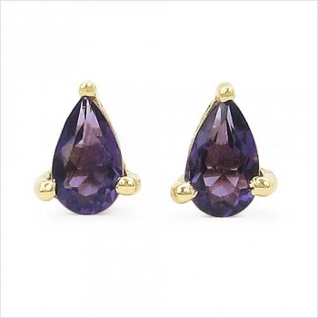 Ohrringe/Ohrstecker Amethyst-Tropfen-Gelbgold-10 Karat(416er)