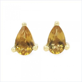Ohrringe/Ohrstecker gelber Citrin-Tropfen-Gelbgold 10 Karat (416er)