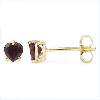 Ohrringe/Ohrstecker Black Saphir-Herzen-0,70 Karat-Gelbgold 10 Karat-416er Gold