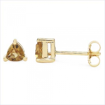 Ohrringe/Ohrstecker Citrin-Trillion-Dreiecke-Gelbgold 10 Karat-416er Gold