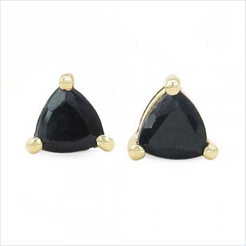 Ohrringe/Ohrstecker schwarzer Saphir in Gelbgold-10 Karat (416er)