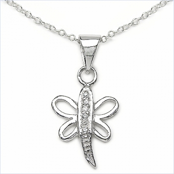 Collier/Halskette Schmetterling Anhänger/Zirkonia-Silb.Rhodiniert