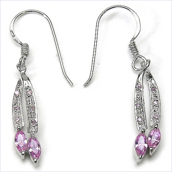 Ohrringe 925 Silber m.eleganten pinkfarbenen Zirkonias 1,08 Karat