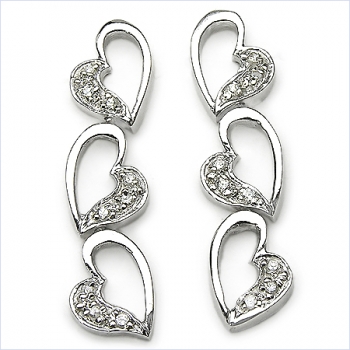 Herzen-Ohrringe 12 Zirkonia-925 Sterling Silber-Rhodiniert