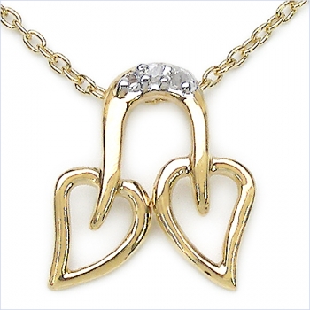 Collier/Halskette m.Zirkonia, Silber-vergoldet 10 Karat