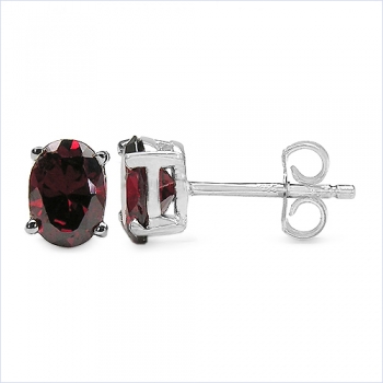Ohrstecker Roter Zirkonia-Oval-925 Silber-Rhod.1,84 Karat