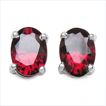 Ohrstecker Roter Zirkonia-Oval-925 Silber-Rhod.1,84 Karat