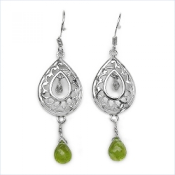 Ohrringe Peridot/Zirkonia-925 Sterling Silber Rhod.-1,12 Karat