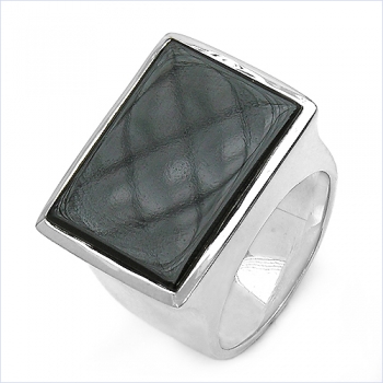 ONYX-Herren-Ring Siegelring 925 Sterl.Silber Rhodiniert 9,86 Karat