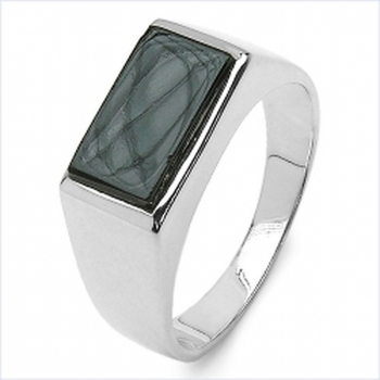 ONYX-Herren-Ring Siegelring 925 Sterl.Silber Rhodiniert-2,17 Karat