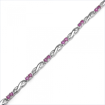 Rubin Armband-925 Silber-Rhodiniert-24 Edelsteine-1,74 Karat