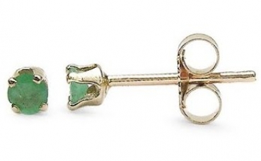 Elegante Herzen-Ohrringe/Ohrstecker Smaragd (Emerald)-10 Karat Gelbgold (416er)