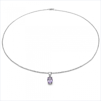 Collier/Kette Anhänger Ovaler Amethyst 925Silber-Rhodin.-0,85 Karat