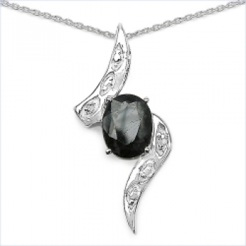 Collier/Kette m.Diamant-Saphir-Anhänger-Silber-2,51Karat