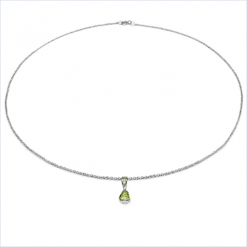 Collier/Kette mit Peridot-Anhänger 925 Silber/Rhodin.-0,80 Karat