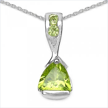 Collier/Kette mit Peridot-Anhänger 925 Silber/Rhodin.-0,80 Karat