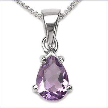 Collier/Kette mit Tropfen-Anhänger Amethyst 925 Silber-0,75 Karat