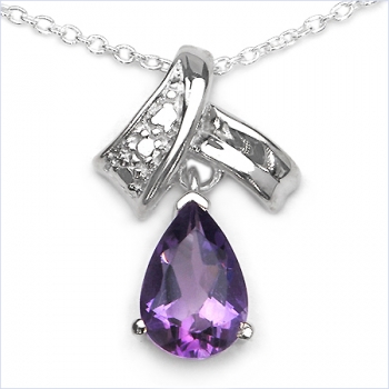 Collier/Kette m.Herz-Anhänger Amethyst-Silber-Rhodiniert-1,10 Karat