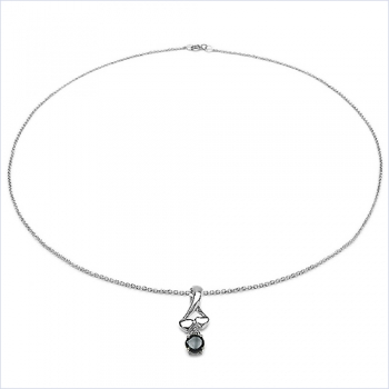 Collier/Halskette mit Saphir-Anhänger-1,10 Karat-Silber Rhodiniert