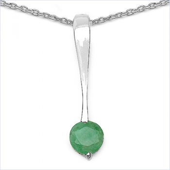 Collier/Kette-Anhänger Smaragd (Emerald)-925 Silber-Rhod.-0,50 Karat