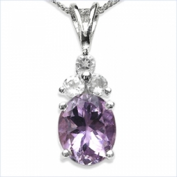 Collier/Kette Anhänger m.4 Amethysten-925 Silber-Rhod.2,86 Karat
