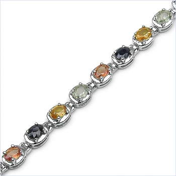 Bezauberndes Multi Saphir Armband 6,0 Karat in 925 St.Silber