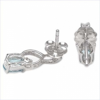 Ohrstecker Blue Topas/Weißtopas-925 Silber- Rhodiniert-1,32 Karat