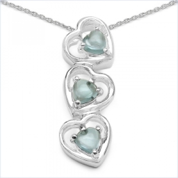 Collier/Kette m.Blautopas-Herz-Anhänger-1,10Karat-Silber