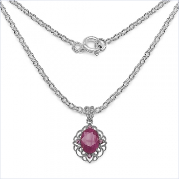 Collier/Kette mit Rubin/Rhodolith-Anhänger-8,85 Karat
