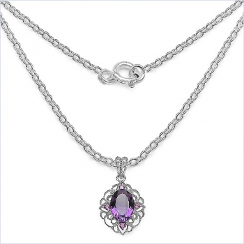 Collier/Kette mit Amethyst/Rhodolith-Anhänger-6,28 Karat