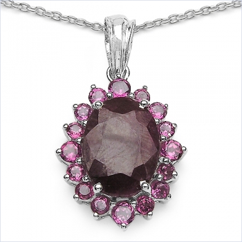 Collier/Kette mit Rubin/Rhodolith-Anhänger-8,98 Karat