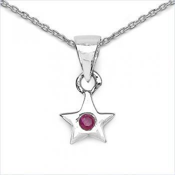 Collier/Kette m.Granat-Anhänger-Stern 925 Silber-Rhodiniert
