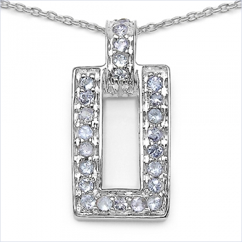 Collier/Halskette mit Tansanit-Anhänger-24 Edelsteine-0,48 Karat
