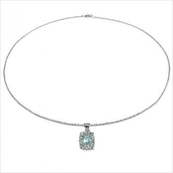 Collier/Kette mit Anhänger-Blautopas 925 Silber/Rhodin.-3,72 Karat