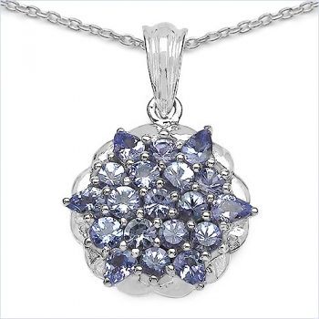 Collier/Kette mit Tansanit Anhänger-925 Silber-Rhodin.-2,14 Karat