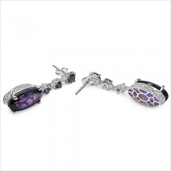 Große Ohrringe/Stecker mit ovalen und runden Amethysten-10,00 Karat