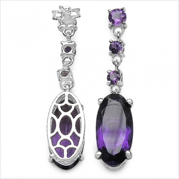 Große Ohrringe/Stecker mit ovalen und runden Amethysten-10,00 Karat