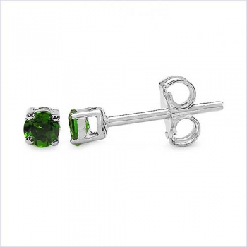 Ohrstecker Seltener grüner Tsavorit-Sterling Silber-Rhodiniert-0,28 Karat
