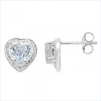 Ohrstecker Pink Zirkonia-Herz-925 Silber-Rhodiniert-1,70 Karat