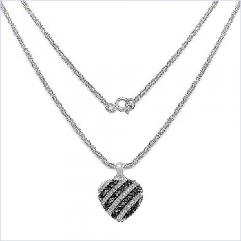 Collier/Kette mit Saphir/Weißtopas-Herz Anhänger 925-Silber Rhodiniert-1,67Karat